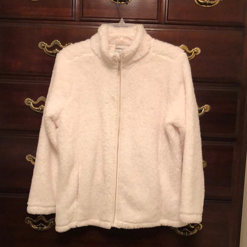 Cream color fuzzy jacket size large. NWOT